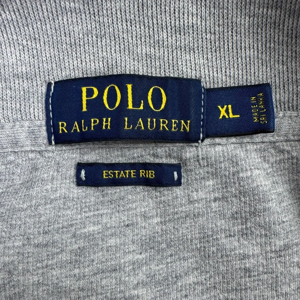 Polo Ralph Lauren Sweater Mens Extra Large Gray Estate Rib 100% Cotton Knit XL